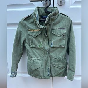 Polo Ralph Lauren girls military jacket with embroidery. Green. Size 8-10